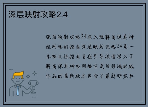 深层映射攻略2.4