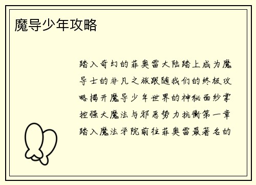 魔导少年攻略